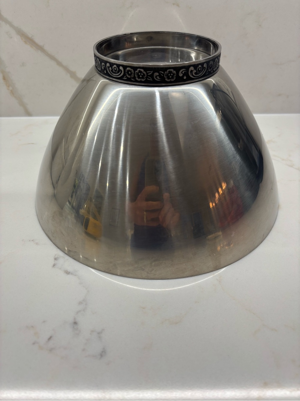 Vintage Oneida Custom 18/8 Stainless Steel Serving Salad Bowl Floral Design Base